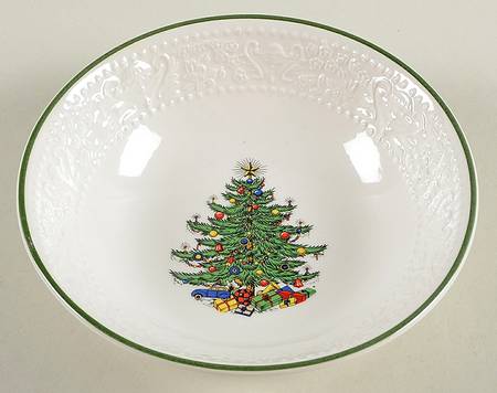 Dickens Embossed Christmas (Cream) Coupe Cereal Bowl