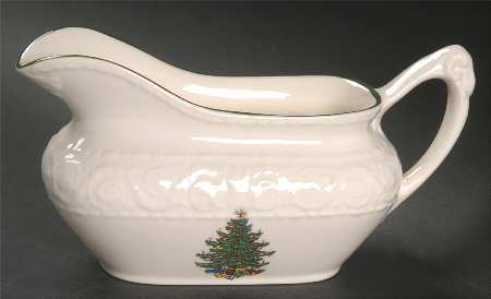 Dickens Embossed Christmas (Cream) Gravy Boat