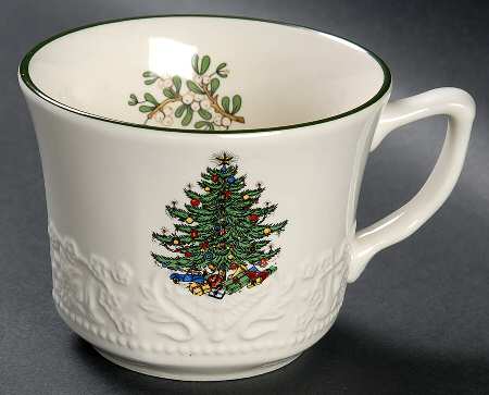 Dickens Embossed Christmas (Cream) Flat Cup