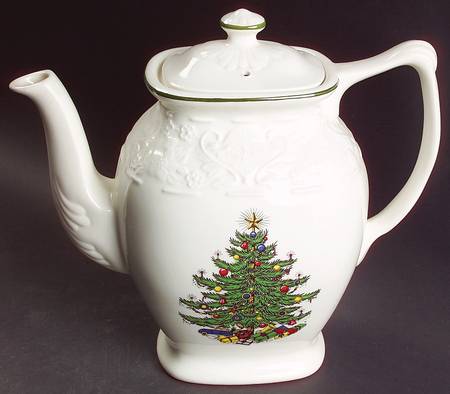Dickens Embossed Christmas (Cream) Coffee Pot & Lid
