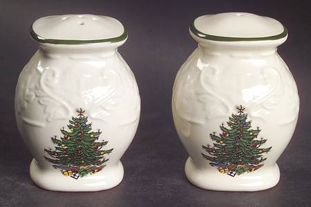 Dickens Embossed Christmas (Cream) Salt & Pepper Set