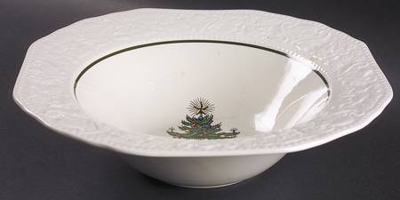 Dickens Embossed Christmas (Cream) 10" Round Vegetable Bowl