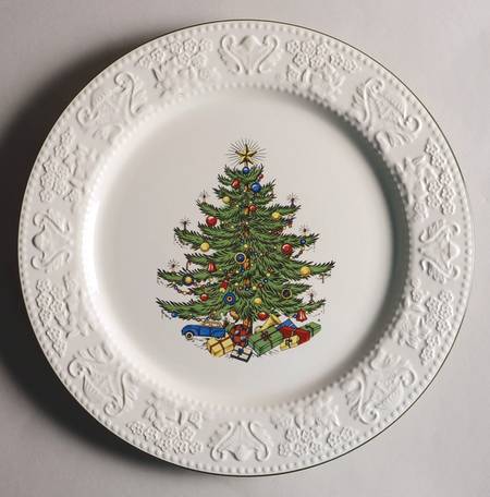 Dickens Embossed Christmas (Cream) 12" Chop Plate (Round Platter)