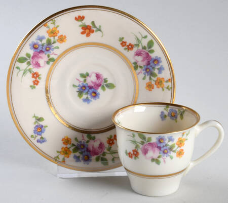 Floral Bouquet Flat Demitasse Cup & Saucer Set