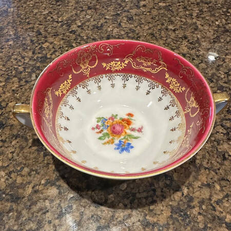 661-3477 Maroon Flat Cream Soup Bowl