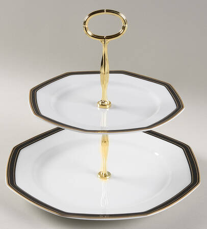 Black Dress 6 5/8"-10"  2 Tiered Serving Tray (Dp, Sp) HC