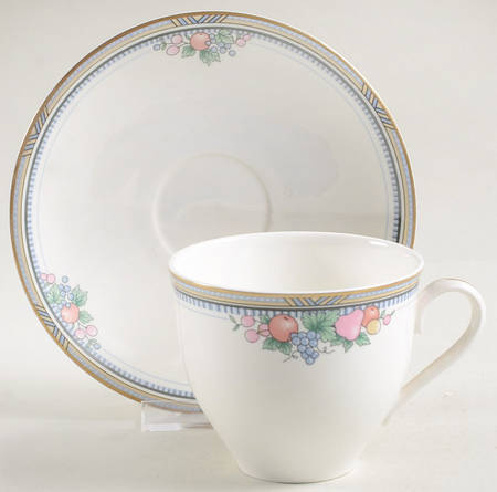 Fruit Basket Flat Cup & Saucer Set