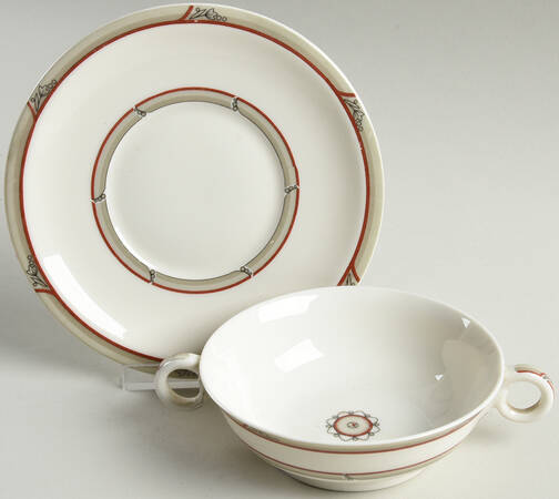 Lady Hamilton Footed Cream Soup Bowl & Saucer Set