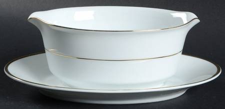 Golden Hannover Gravy Boat with Attached Underplate