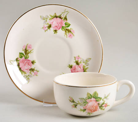 Moss Rose Flat Cup & Saucer Set