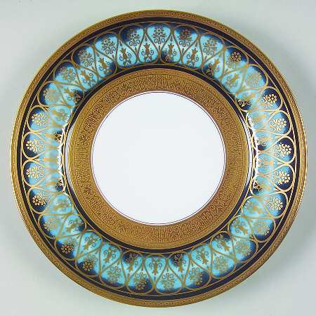 Golden Fire Blue Dessert Luncheon Plate