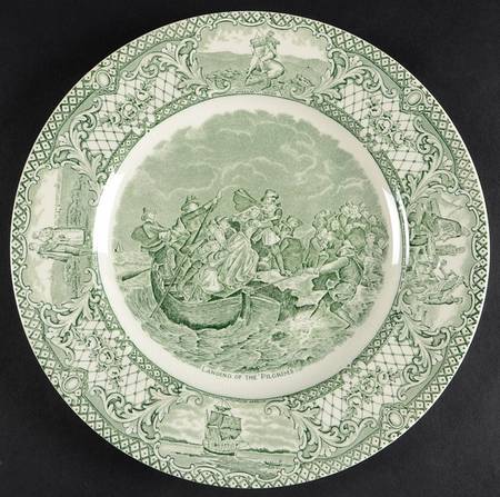 Colonial Times Green Dinner Plate