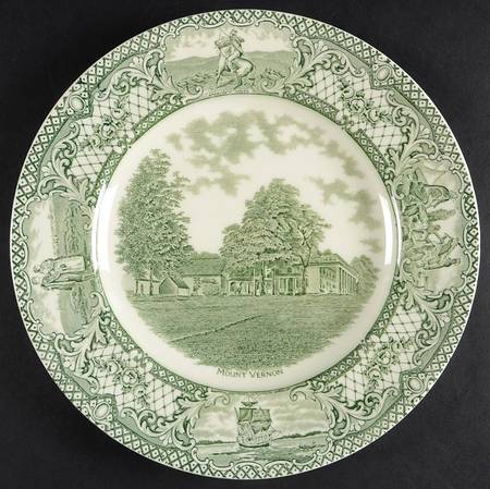 Colonial Times Green Dinner Plate