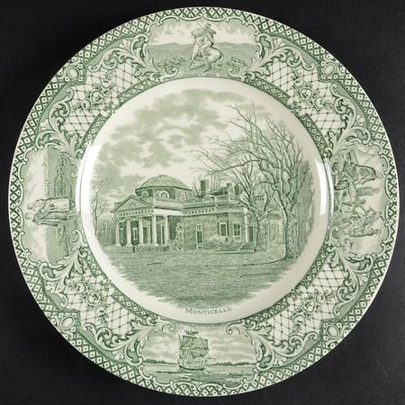 Colonial Times Green Dinner Plate