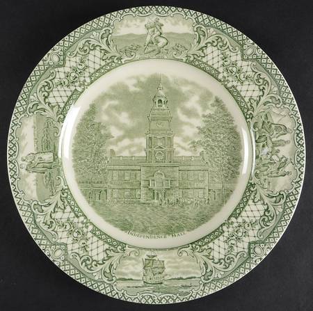 Colonial Times Green Dinner Plate