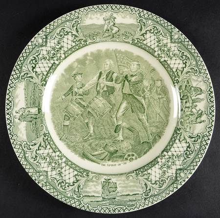 Colonial Times Green Dinner Plate