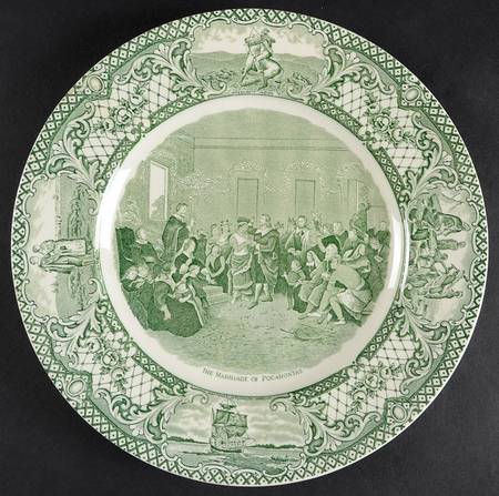 Colonial Times Green Dinner Plate