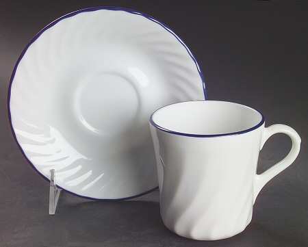 Enhancements (Cobalt Blue Trim, Corelle) Mug/Cup & Saucer Set
