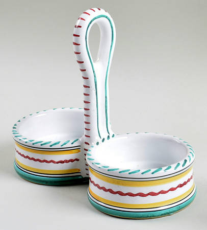 Orvieto Green Rooster Tray for Vinegar and Oil Tray Set