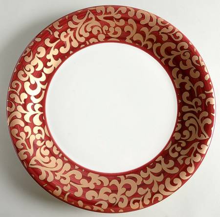 Burgundy Scroll Deep Round Platter