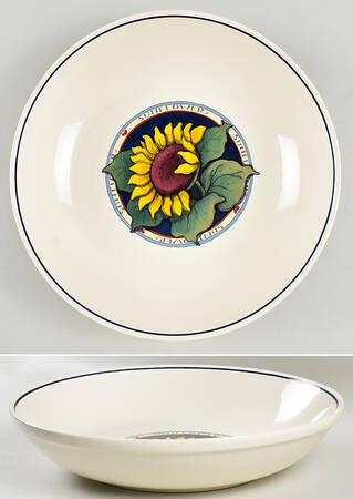 Sunflower (Checked Border) 12" Pasta Serving Bowl