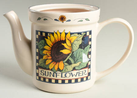 Sunflower (Checked Border) Teapot No Lid