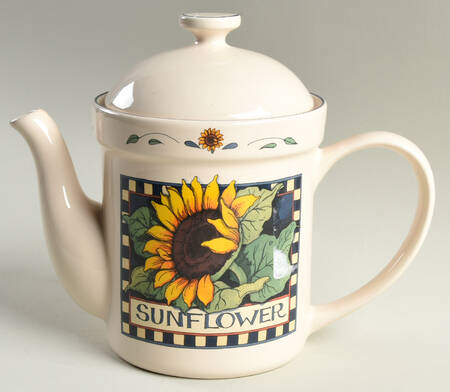 Sunflower (Checked Border) Teapot & Lid