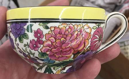 Purple Chintz (Yellow Band) Flat Cup