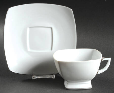 Prelude Platinum (Trim & Verge) Footed Cup & Saucer Set