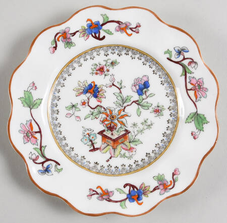 Flower Pot (Brown Trim, Scalloped) Salad Plate