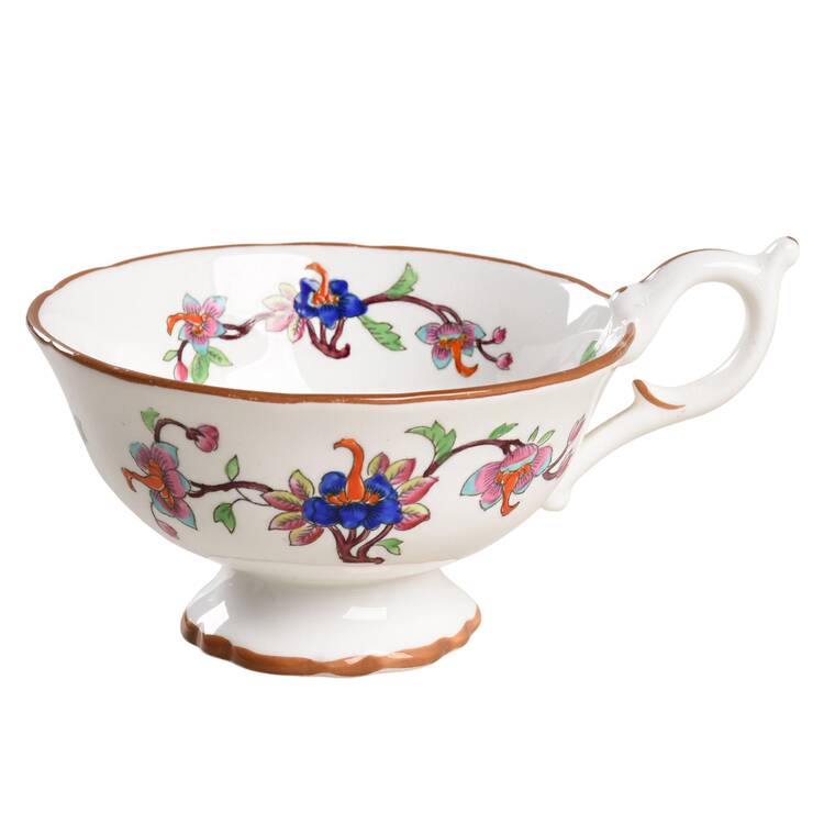 Flower Pot (Brown Trim, Scalloped) Footed Cup