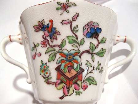 Flower Pot (Brown Trim, Scalloped) Flat Bouillon Cup