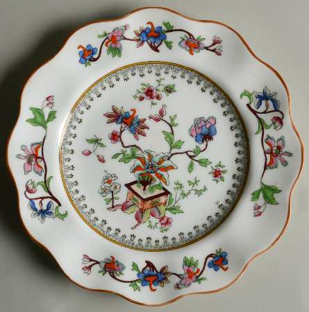 Flower Pot (Brown Trim, Scalloped) Luncheon Plate