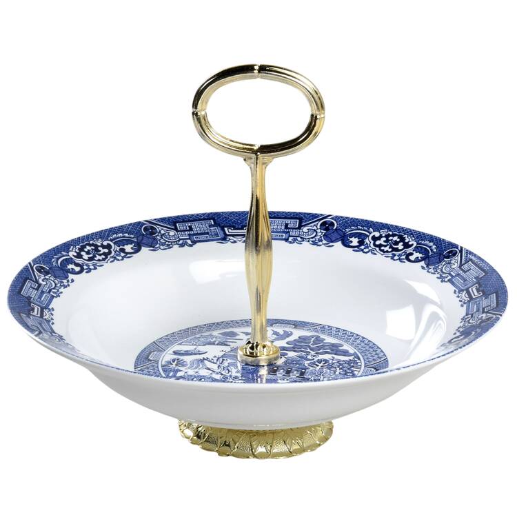 Blue Willow 6"-7" Handled Footed Nut Dish HC