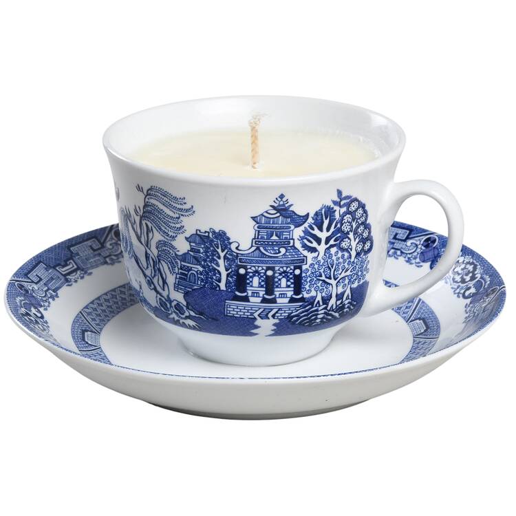 Blue Willow Scented Cup & Saucer Candle-Vanilla  HC