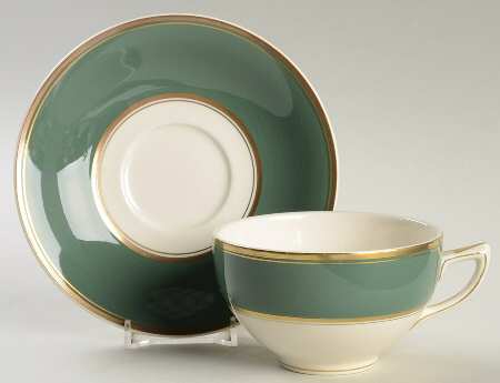 Deeside (Teal Green) Footed Cup & Saucer Set