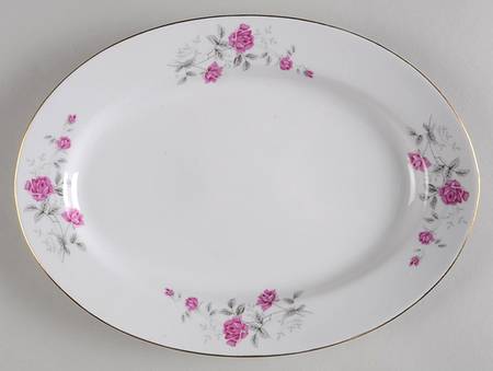 Rose Hebi (Gold Trim) 12" Oval Serving Platter