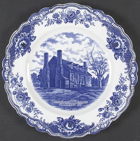 Colonial Times Blue (Floral Border) Dinner Plate