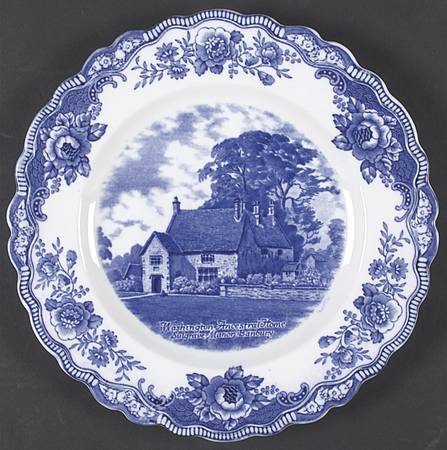 Colonial Times Blue (Floral Border) Dinner Plate