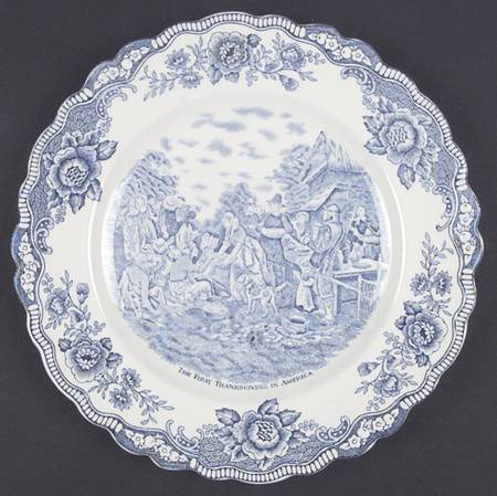 Colonial Times Blue (Floral Border) Dinner Plate