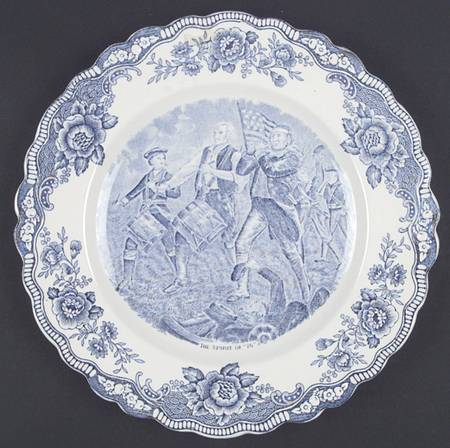 Colonial Times Blue (Floral Border) Dinner Plate