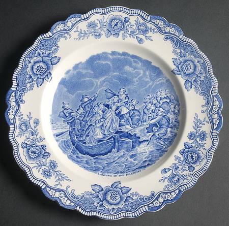 Colonial Times Blue (Floral Border) Dinner Plate