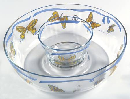 Butterfly Bamboo 2-Piece Glassware Chip and Dip Set