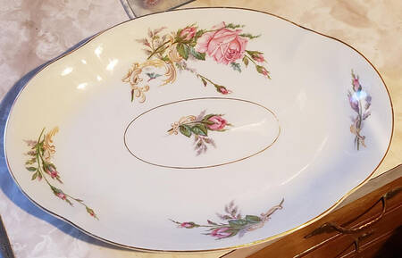 Button of Rose 12" Oval Serving Platter