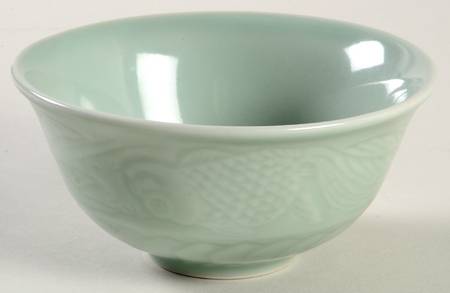 Celadon Koi Fish Rice Bowl