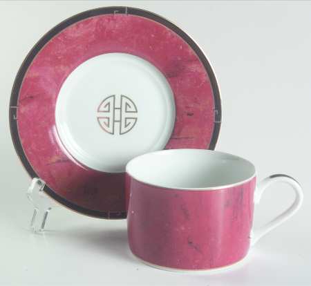 Asian Views Flat Cup & Saucer Set