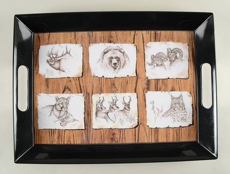 American Pages 19" Rectangular Handled Serving Melamine Tray by Lynn Chase
