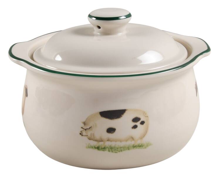 Farm Animals 2 Qt Round Covered Casserole