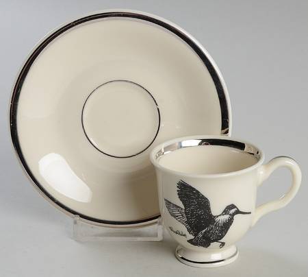 Wild Game Birds Footed Demitasse Cup & Saucer Set