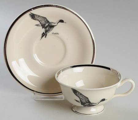 Wild Game Birds Footed Cup & Saucer Set